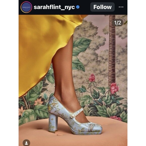 Sarah Flint Shoes - Sarah Flint X Gracie Perfect Mary Jane Platform 85 Pump Jacquard Tropics 39(8.5)